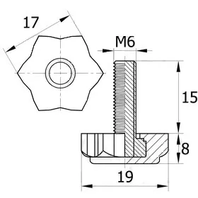 Опора резьбовая ОР 19-6х15, черная
