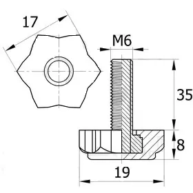 Опора резьбовая ОР 19-6х35, черная