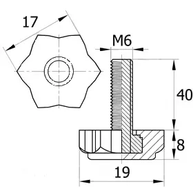 Опора резьбовая ОР 19-6х40, черная