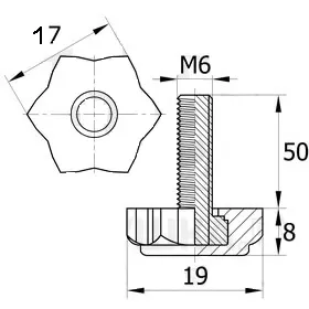 Опора резьбовая ОР 19-6х50, черная