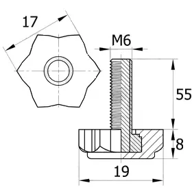 Опора резьбовая ОР 19-6х55, черная