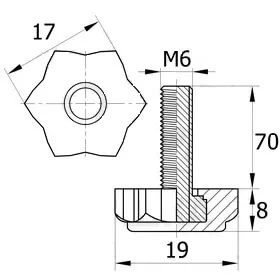 Опора резьбовая ОР 19-6х70, черная