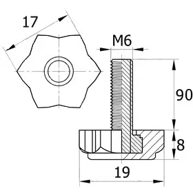 Опора резьбовая ОР 19-6х90, черная