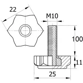 Опора резьбовая ОР 22-10х100, черная