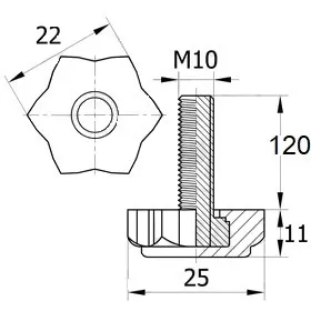 Опора резьбовая ОР 22-10х120, черная