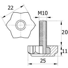 Опора резьбовая ОР 22-10х20, черная