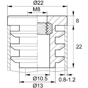Заглушка с резьбой d 22мм,ЗР 22М8,черная