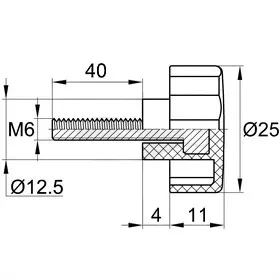 Фиксатор d25мм, М6х40, черный