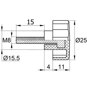 Фиксатор d25мм, М8х15, черный
