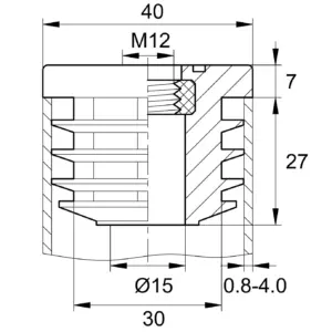 Заглушка с резьбой ЗР 40-40М12, черная
