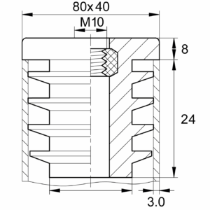 Заглушка с резьбой ЗР 80х40М10, черная