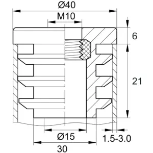 Заглушка с резьбой d 40мм,ЗР 40М10, черная