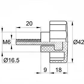 Фиксатор d42мм,М6х20,черный