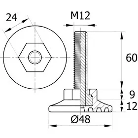 Опора резьбовая ОР48-12х60 коническая под ключ, белая