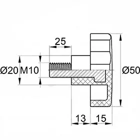 Фиксатор d50мм,М10х25,черный