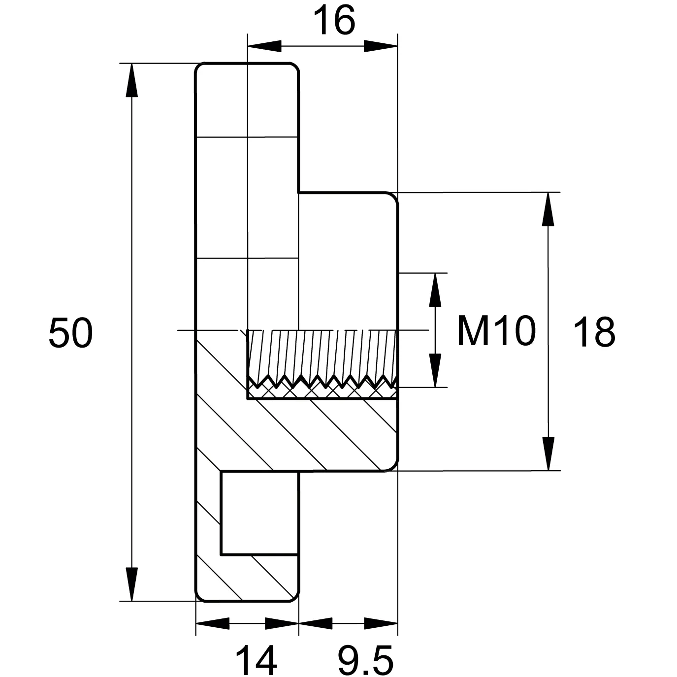 Барашек 50мм,М10,черный