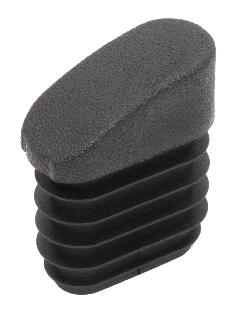 Заглушка пластиковая овальная 15х30, переменный угол длины сечения, черный