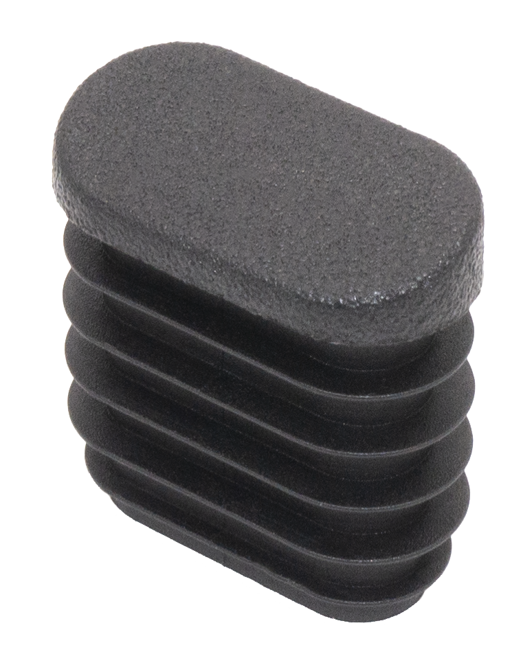 Заглушка пластиковая овальная 15х30, переменный угол ширины сечения, черный