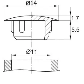 Заглушка пластиковая круглая под отверстие Ø11, черная (ZDO14х11/CZ)