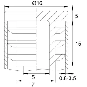 Заглушка круглая Ø16 мм, практичная с плоской шляпкой, черный