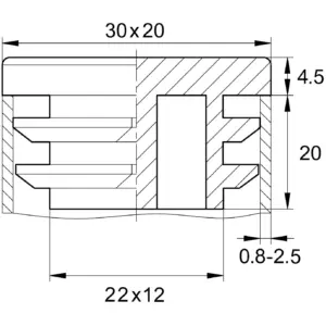 Заглушка прямоугольная 20х30, практичная, серая RAL 7040