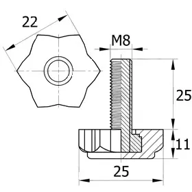 Опора резьбовая ОР 22- 8х25, серая