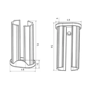 Переходник НОВЫЙ пласт. для овальных труб 20х40 в 25х45 стенкой 1-1,5мм, синий RAL 5002