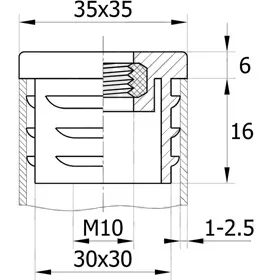 Заглушка с резьбой ЗР 35-35М10, черная