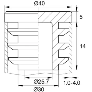Заглушка круглая для труб Ø40 мм, стенка трубы 1.0-4.0 мм, практ., молочно-белая RAL9010