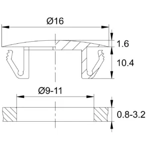 Заглушка d16мм ультратонкая ,черная