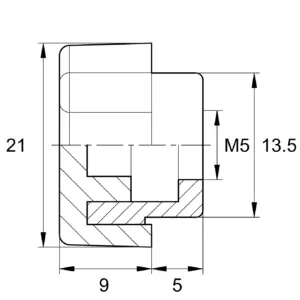 Барашек 21мм,М5 (комплект с гайкой),черный
