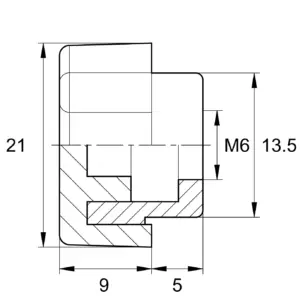 Барашек 21мм,М6 (комплект),серый