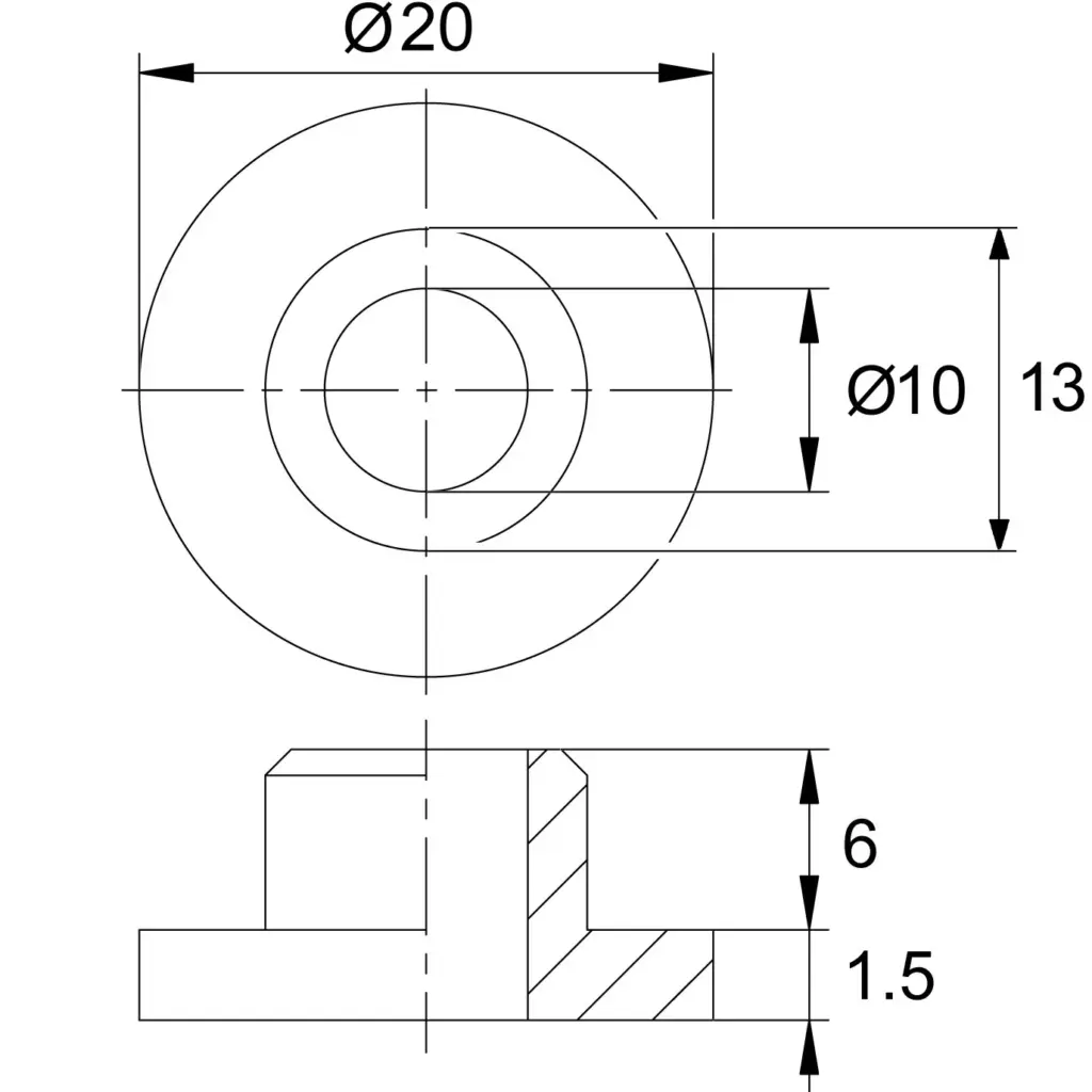 Втулка опорная пласт. с внешним d13мм/внутр. d10мм черная