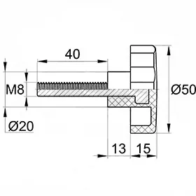 Фиксатор d50мм,М8х40,белый