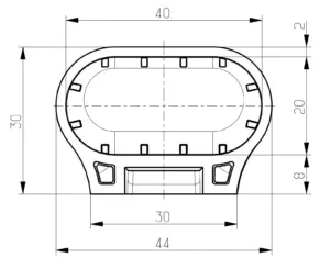 Опора наконечник пластиковый эстетичный для труб овального сеч. 20х40мм, желтый