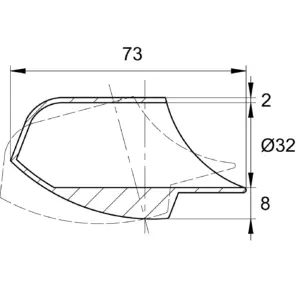 Опора наконечник круглая D32, наруж. угловая, синяя RAL5002