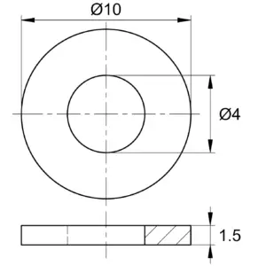Шайба пластиковая круглая Ø4, наружный Ø10, высота 1.5 мм, цвет бесцветная – Ш4-10ПН
