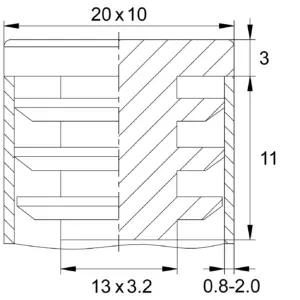 Заглушка пластик. прямоугольная для труб 10х20 мм, стенкой 0.8-2.0 мм, белая RAL9010