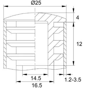 Заглушка для труб Ø25 мм, внутрення, серая RAL7040