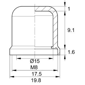 Колпачок пластиковый на винт/болт М8, черный, серия TPDR8, основание 19,8 (KM8ШЧН)