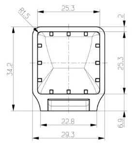 Опора наконечник пластиковый для труб квадратного сечения 25*25, наружная, черная
