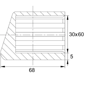 Опора наконечник пластиковая для труб прямогольного сечения 30х60, наружняя, серый
