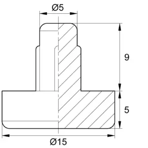 Подпятник круглый, d 5 мм основание 15 мм, черный, серия Р