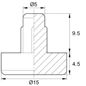 Подпятник круглый, основание d 15 мм, под отверстие d 5 мм, белый
