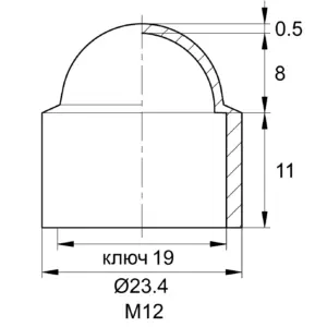 Колпачок пластиковый на болт/гайку М12, белый