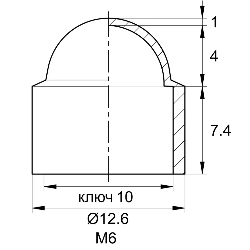 Колпачок пластиковый НОВЫЙ на болт/гайку М6, серия TPD, черный