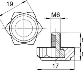 Опора резьбовая ОР 19-6х8, черная