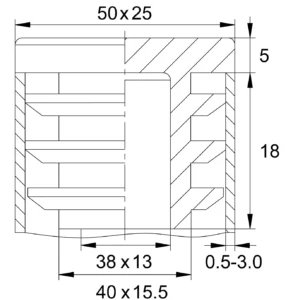 Заглушка пластиковая прямоугольная для труб 25х50 мм, серая RAL 7016