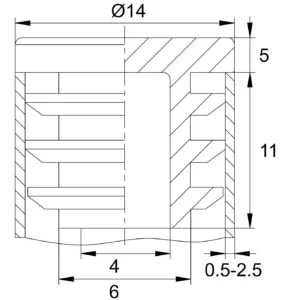 Заглушка пластиковая круглая Ø14 мм, внутренняя, серая