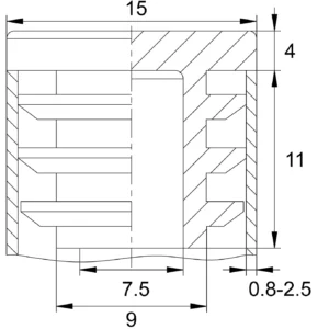 Заглушка квадратная 15х15 мм, черная